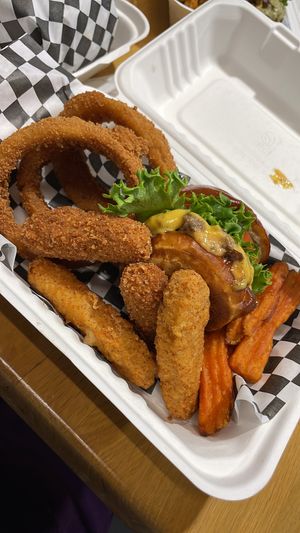 Mozzarella sticks were interesting 6.5/10  at Planet Vegan in Fresno