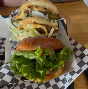 Big dipper burger and ‘single’ burgerr  at Planet Vegan in Fresno