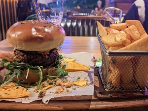 Vegan burger at Chili & Cheesy in Vienna