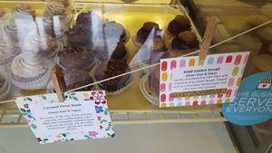 Caramel peacan turtle and raw cookie dough at The Flying Cupcake in Indianapolis