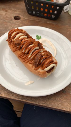 Dog Currywurst at Veg Veg in Curitiba