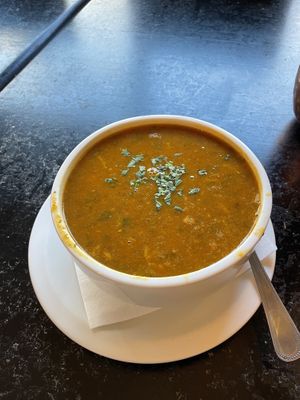 Starter: vegan harira soup  at Casablanca in Cardiff