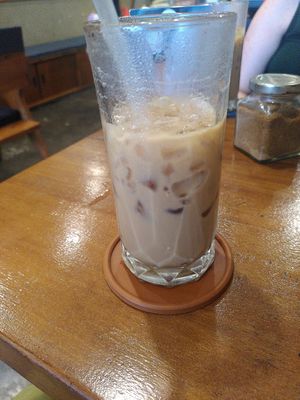 Latte with soy milk at Kalae Cafe - Nangnon Coffee in Chiang Rai