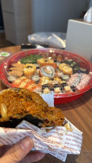 Yummy taco! … sushi platter too. at UncleTree Vege - Paradigm Mall JB in Johor Bahru