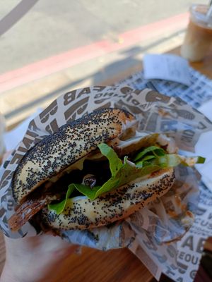 bbq pulled mushroom at B Bagel Camden in North West London