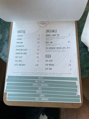 Menu - coffee at Koek van Nouk in Arnhem