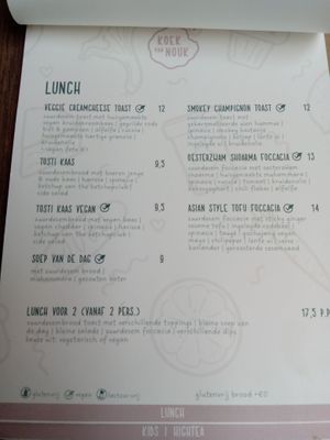 Lunch menu at Koek van Nouk in Arnhem