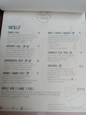 Breakfast menu at Koek van Nouk in Arnhem