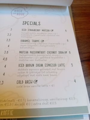 Special coffee and tea menu (May 2025) at Koek van Nouk in Arnhem