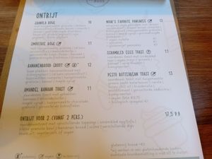 Breakfast menu (May 2025) at Koek van Nouk in Arnhem