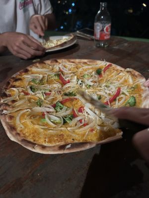 Vegan pizza  at Daauw Home in Huay Xai