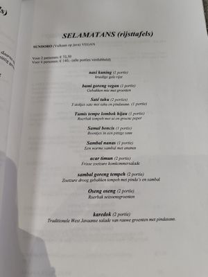 The menu   at Loro Blonyo in Helmond