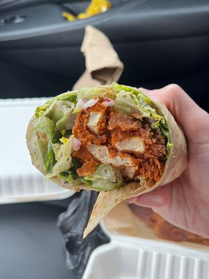 Fried Chick’n Caesar Wrap  at The Smokin' Onion in Asheville