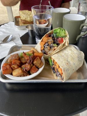 Johnny Utah with potato medley side dish - so good!!  at The Smokin' Onion in Asheville