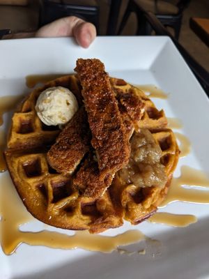 Chick'n & Waffle at The Smokin' Onion in Asheville