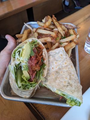 Avocado BLT Wrap w/ fries at The Smokin' Onion in Asheville
