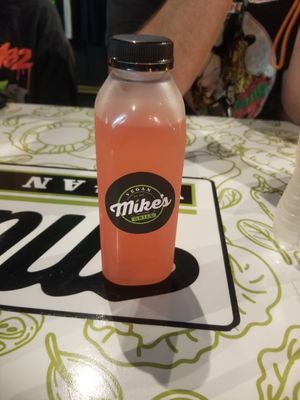 Peach drink at Mike's Vegan Grill in Charlotte