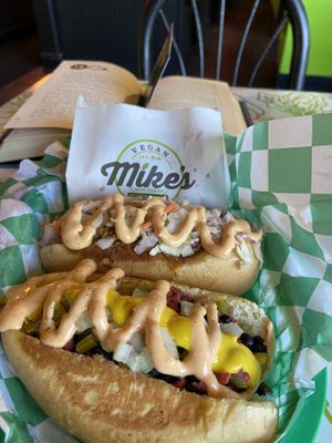 Carolina and Lo Maximo Hotdogs  at Mike's Vegan Grill in Charlotte