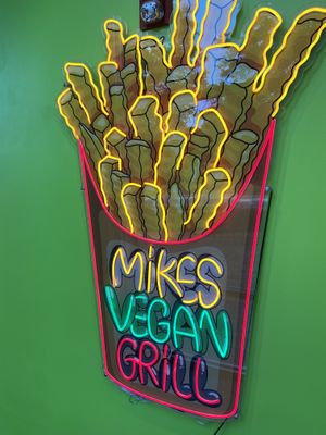 Sign   at Mike's Vegan Grill in Charlotte
