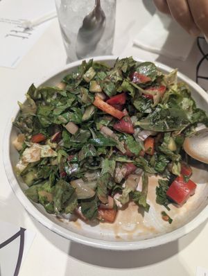 Fatoush without bread (as it isn't vegan) at Al Safadi in Abu Dhabi