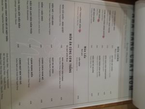 Menu at Nom in Ho Chi Minh City