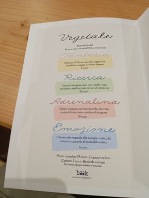 Vegan tasting menu for dinner at Baak Libreria Bistrot in Bologna