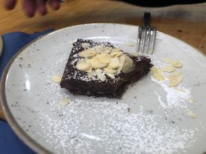 Choc almond brownie, very good if a littl sweet. at Baak Libreria Bistrot in Bologna