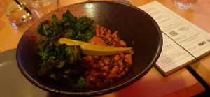 Southern prosperity: black eyed peas with tempeh and kale at Moko   in North London