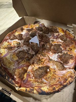 Planthandler Pizza with vegan cheesee  at Panhandler's Pizza in Fort Collins