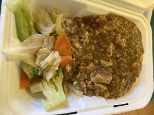 Mapo tofu with rice and veggies  at Tofu Chang in Santiago