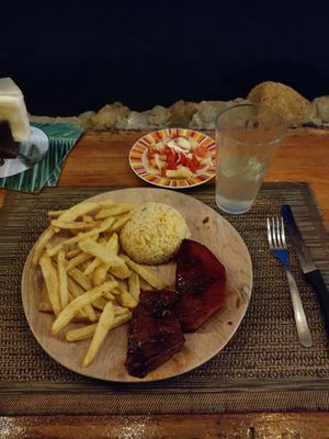 Watermelon Steak, side salad, juice of the day at KAMIAVAN The Vegetarian Eatery in Corn Islands