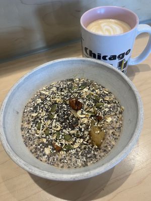 Vegan L.A. Latte & Chia Oat Pudding  at Nana's in Mystic