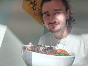 Happy to see clear easy vegan options in Korea at Poke All Day - Tongyeong Jukgrim in Tongyeong