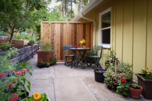 The Tandem Room's private patio at Velo Bed and Breakfast in Eugene