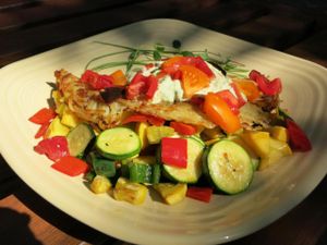 Misha's vegan hashbrown omelette with homemade tofu sour cream at Velo Bed and Breakfast in Eugene