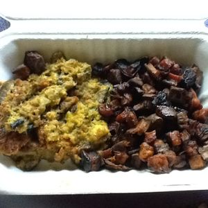 Saturday brunch, delicious frittata with sweet potato hash browns at Verdine - Food Truck in Houston