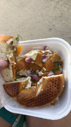 Their “smoked salmon” bagel. It was honestly comparable to the real deal! I think I’m obsessed now.  at Verdine - Food Truck in Houston