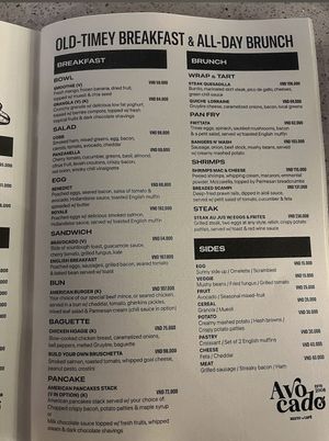 Menu  at Avocado Resto & Cafe in Hoi An