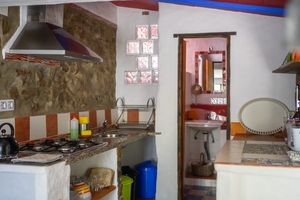 Apartment Kitchen & Bathroom at Cinco Lunas Vegan Conscious Guesthouse in Zahara De La Sierra