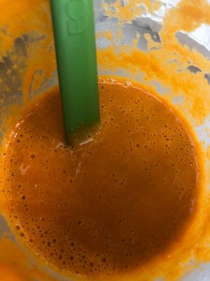 Carrot Curry’s soup with ginger.  at Peace Love and Raw in Olympia