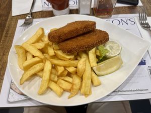 Vegan Fish and Chips  at Hobson's Fish & Chips - Charing Cross in London