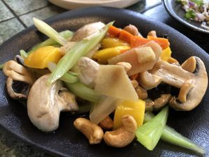 Stir fried vegetables (vegan banquet) at Longtime Dining in Brisbane