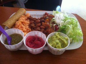 This is the vegan burrito on a place. at Burrito Baby in Berlin