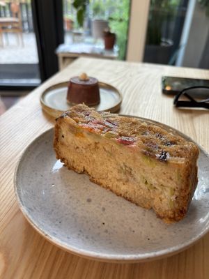 Dessert: rhubarb cake and a chocolate treat   at Daržo Dubuo in Vilnius