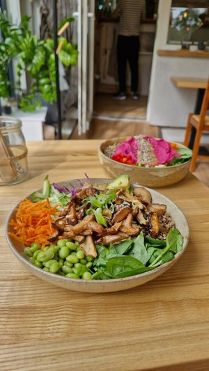 Seasonal shiitake bowl at Daržo Dubuo in Vilnius