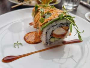 prawn katsu maki roll at Kimusabi in Newtown