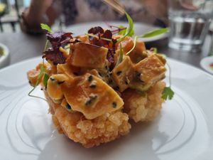 crispy rice squares with tuna at Kimusabi in Newtown