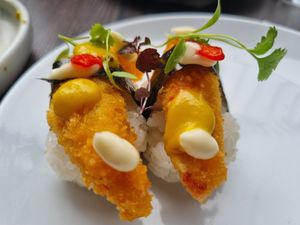 prawn katsu nigiri at Kimusabi in Newtown