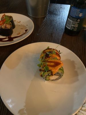 prawn inside out roll  at Kimusabi in Newtown