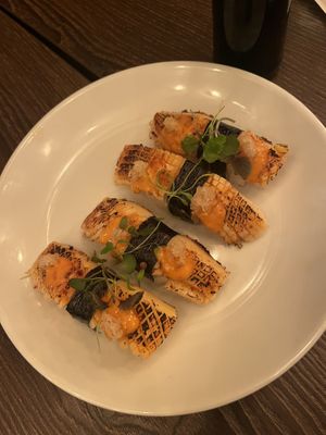 seared squid nigiri  at Kimusabi in Newtown